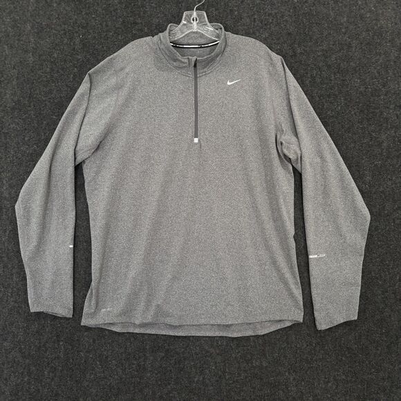Nike Running Element Pullover Men's XL Gray Dri-Fit Half 1/2 Zip Thumbholes - Picture 1 of 10